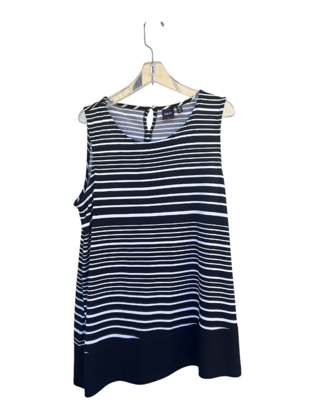 Rafaella Black and White Striped Sleeveless Top-Size XL
